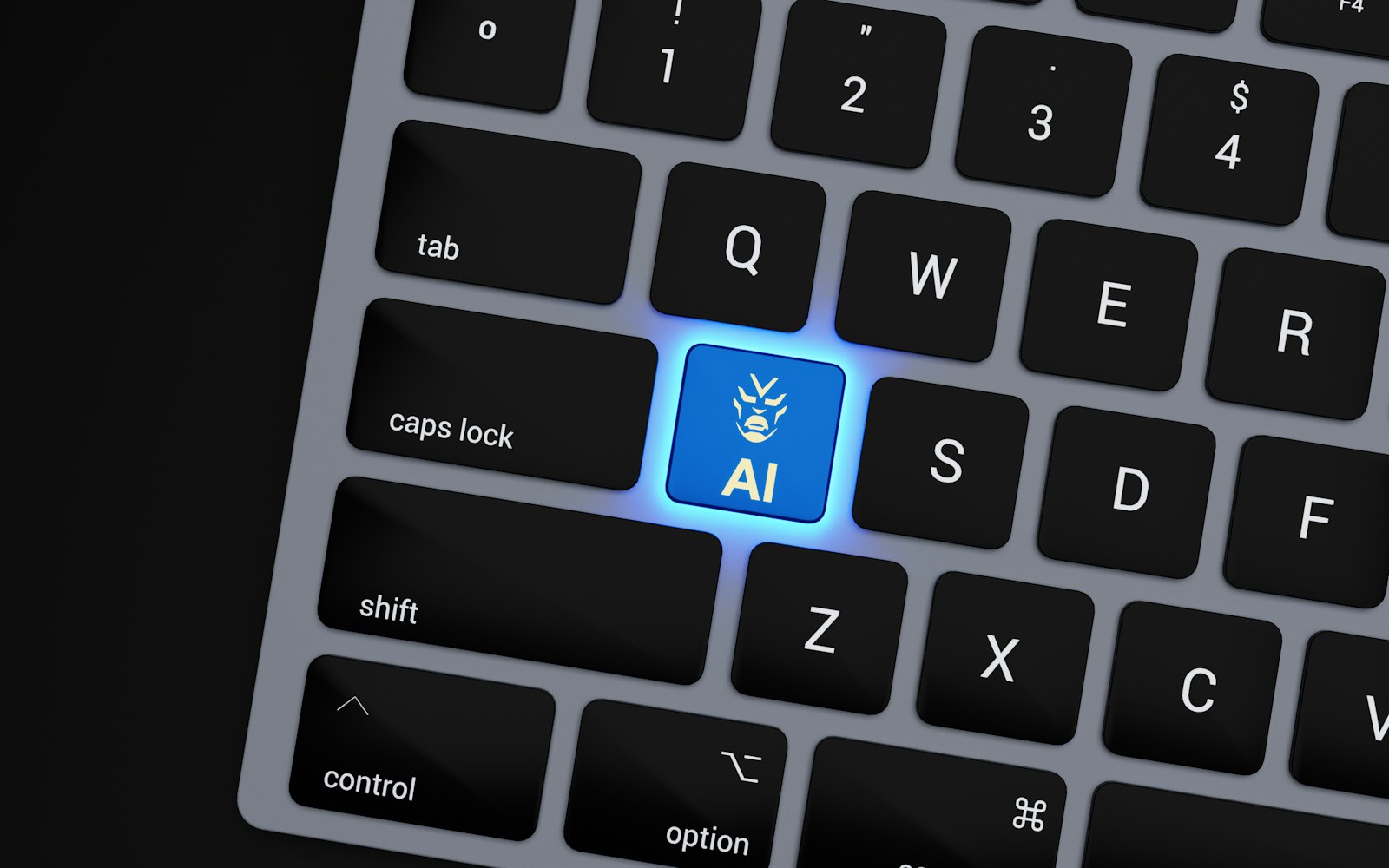 Kompaktes beleuchtetes Tastenfeld neben einem Laptop für die Steuerung von Software