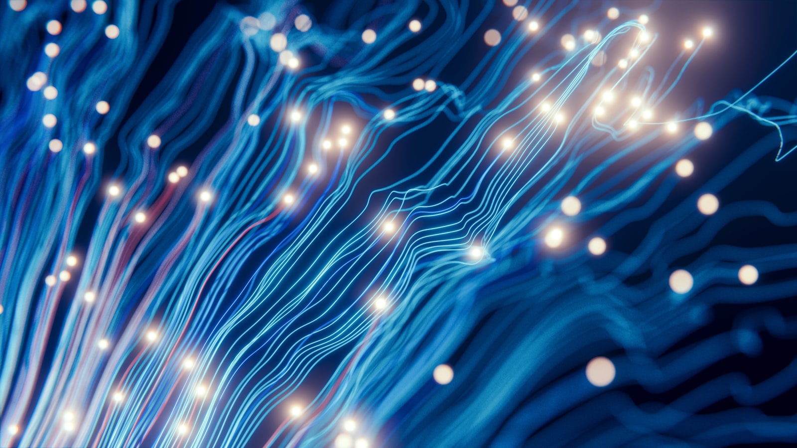Abstrakte Darstellung eines vernetzten digitalen Systems mit leuchtenden Verbindungslinien