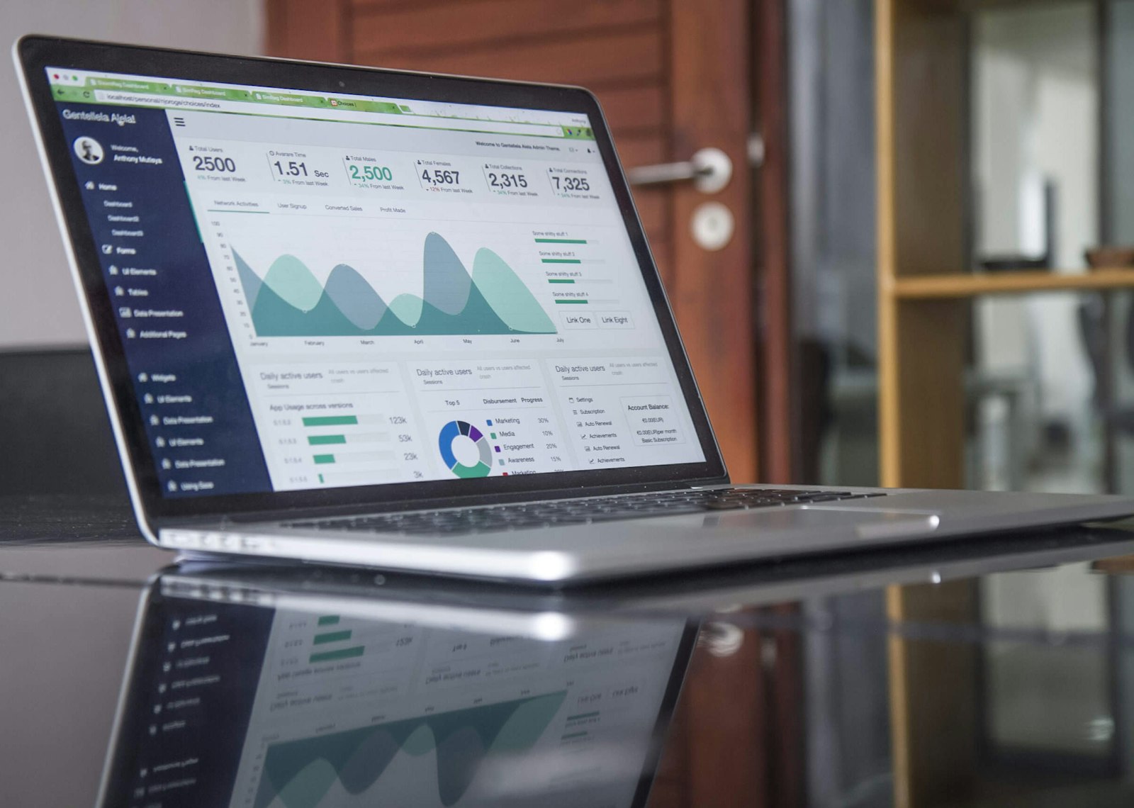 Person arbeitet an einer Datenanalyse im Büro