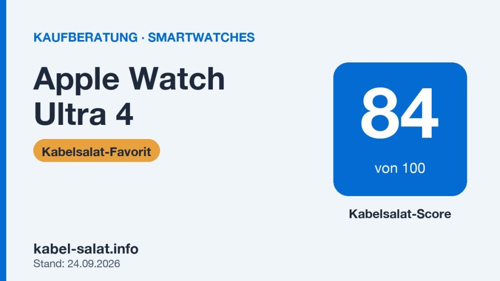Kabelsalat-Score 84 von 100 für Apple Watch Ultra 4