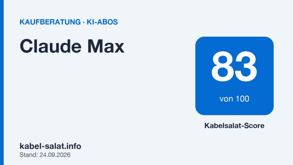 Kabelsalat-Score 83 von 100 für Claude Max
