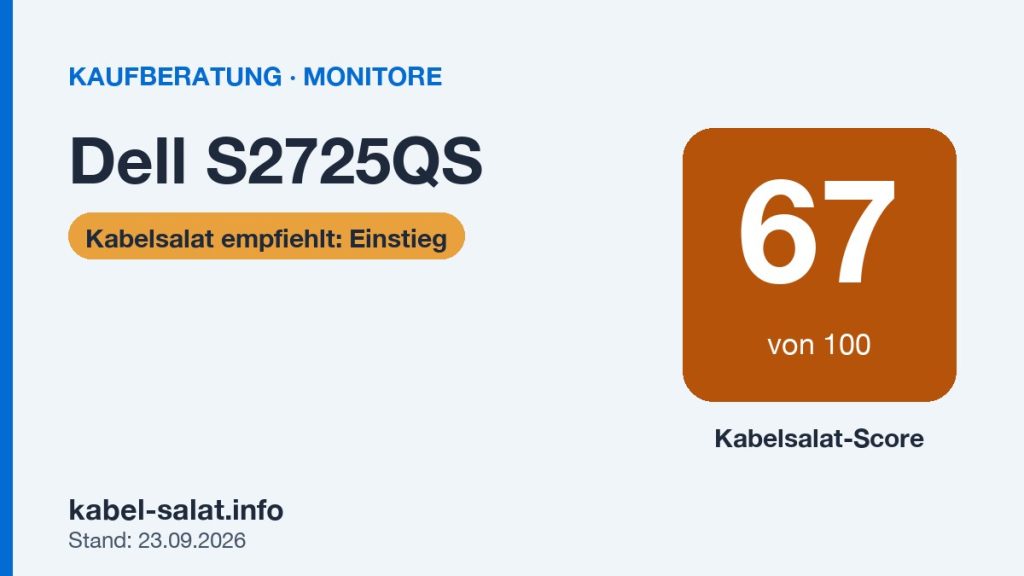 Kabelsalat-Score 67 von 100 für Dell S2725QS