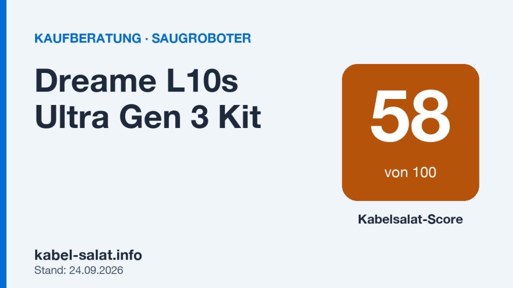 Kabelsalat-Score 58 von 100 für Dreame L10s Ultra Gen 3 Kit