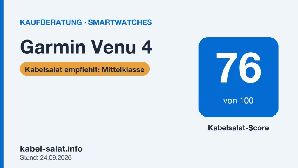Kabelsalat-Score 76 von 100 für Garmin Venu 4