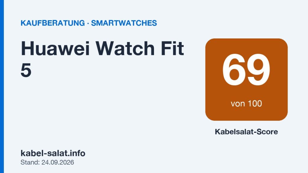Kabelsalat-Score 69 von 100 für Huawei Watch Fit 5