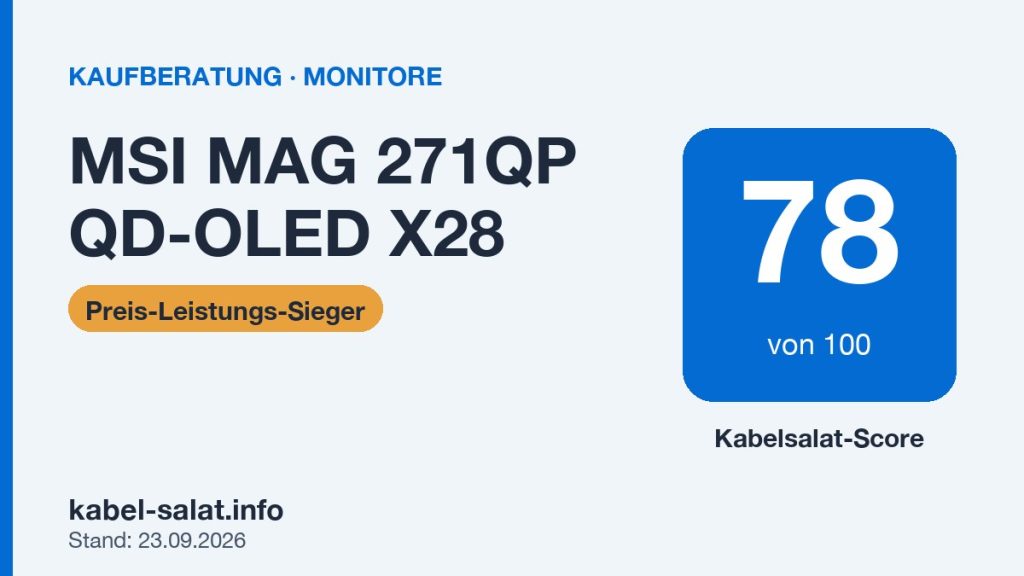 Kabelsalat-Score 78 von 100 für MSI MAG 271QP QD-OLED X28