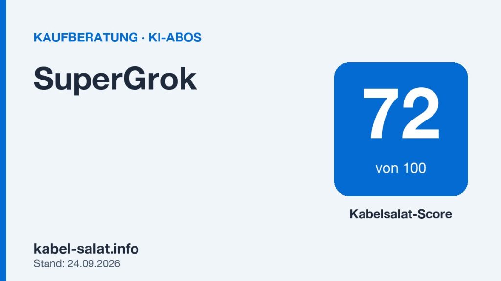 Kabelsalat-Score 72 von 100 für SuperGrok